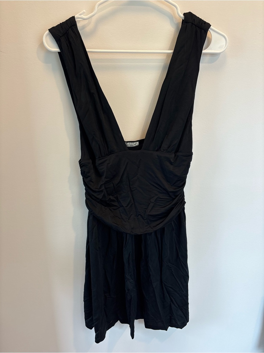 Free People Black Deep V Mini Dress